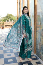 Embroidered 3 Piece Suite-Chiffon Dupatta