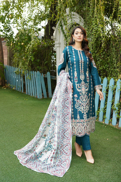 3 Piece Jacquard Cotton Suite-Embroidered