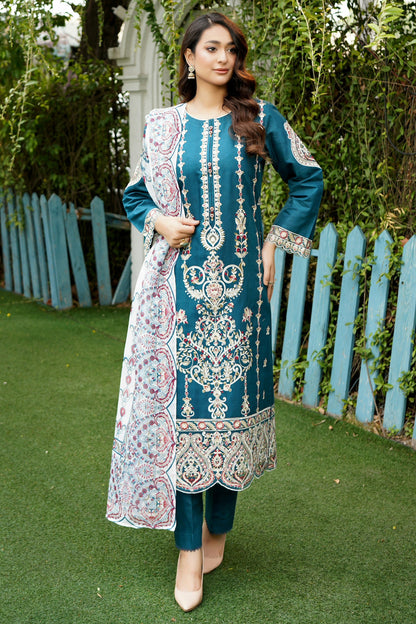 3 Piece Jacquard Cotton Suite-Embroidered