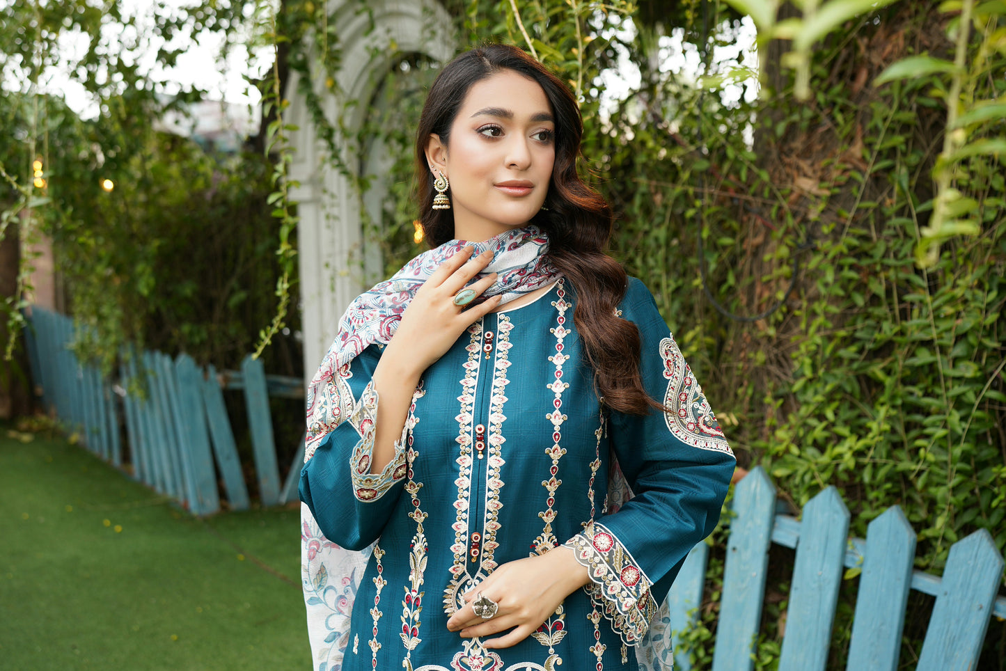 3 Piece Jacquard Cotton Suite-Embroidered