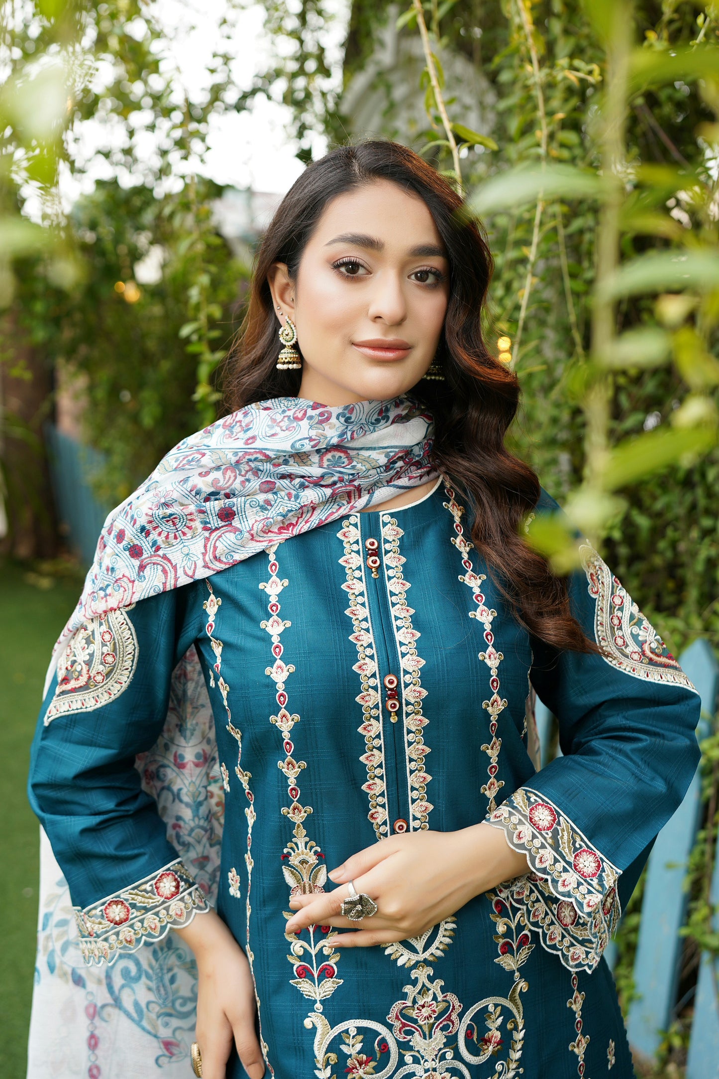3 Piece Jacquard Cotton Suite-Embroidered
