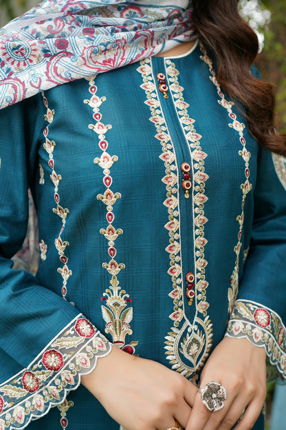 3 Piece Jacquard Cotton Suite-Embroidered