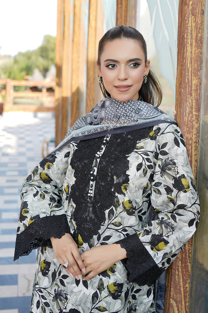 Embroidered 3 Piece Suite-Farshi Shalwar