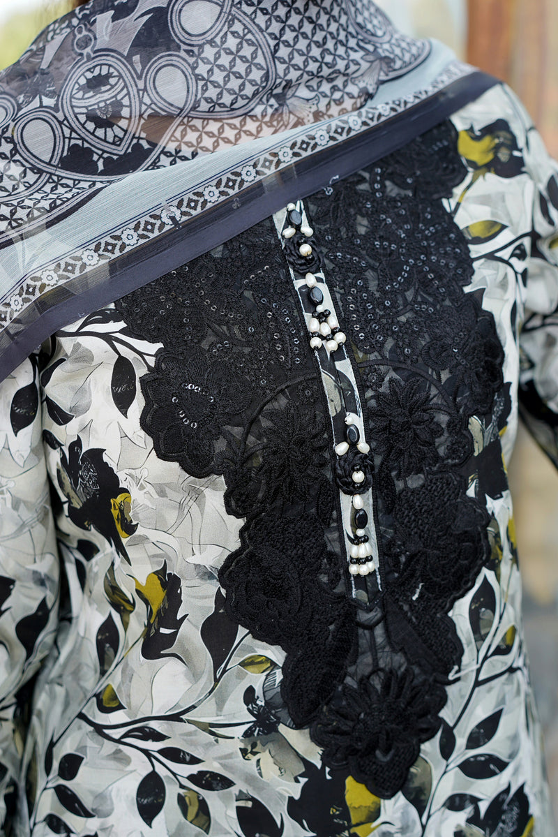 Embroidered 3 Piece Suite-Farshi Shalwar