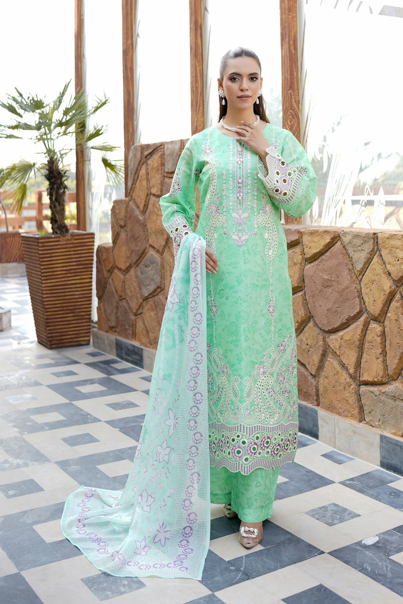 Embroidered 3 Piece Suite-Chiffon Dupatta
