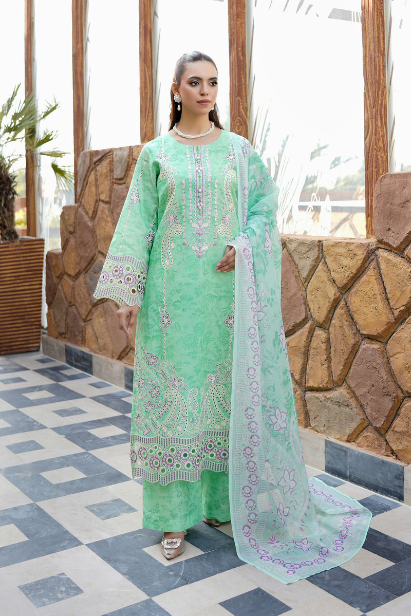 Embroidered 3 Piece Suite-Chiffon Dupatta
