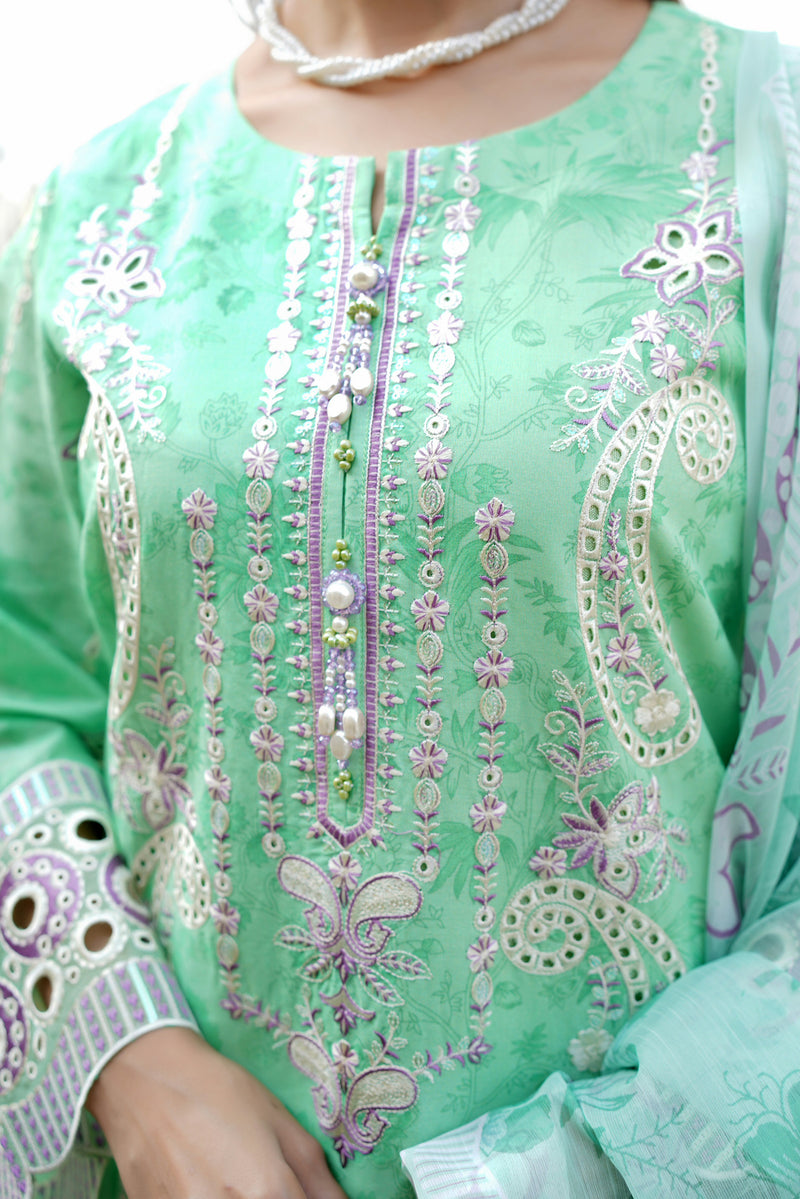 Embroidered 3 Piece Suite-Chiffon Dupatta