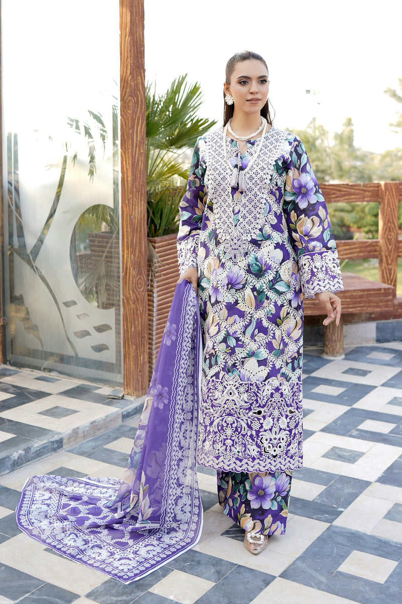 Embroidered 3 Piece Suite-Chiffon Dupatta