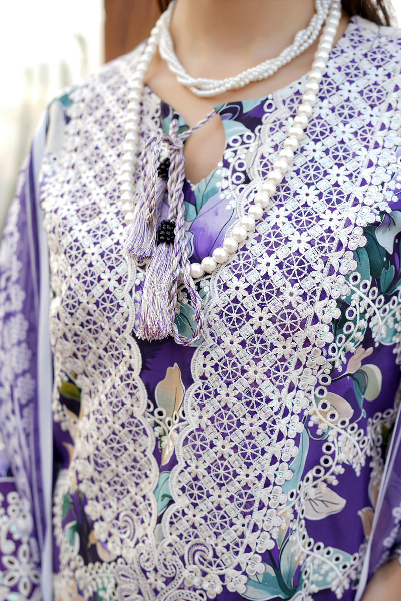 Embroidered 3 Piece Suite-Chiffon Dupatta