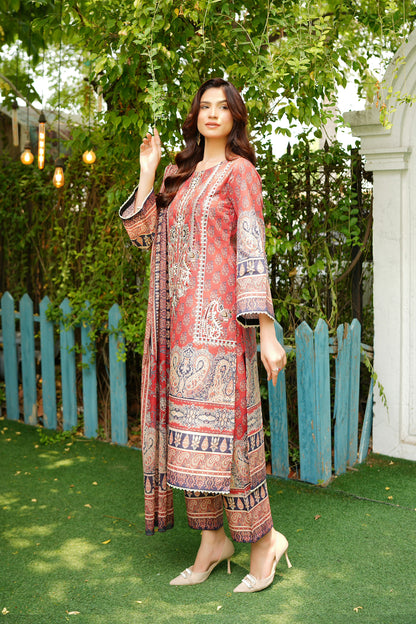 3 Piece Summer Cotton Suit-Embroidered