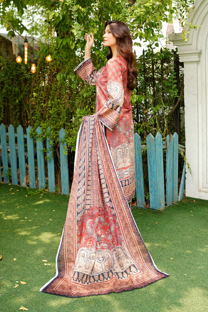 3 Piece Summer Cotton Suit-Embroidered