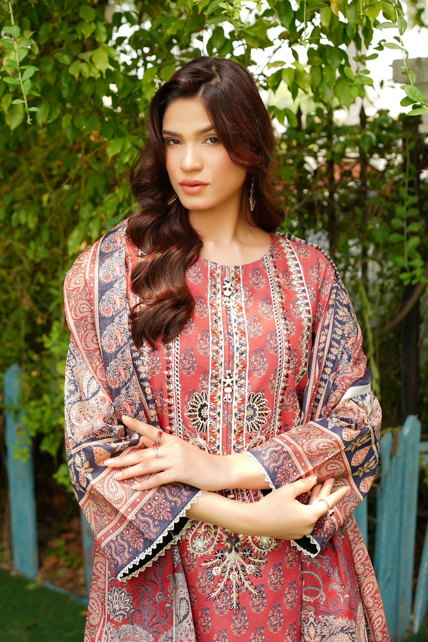 3 Piece Summer Cotton Suit-Embroidered