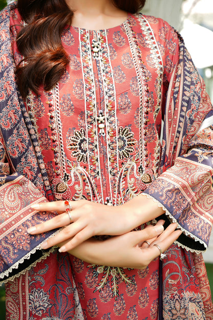 3 Piece Summer Cotton Suit-Embroidered