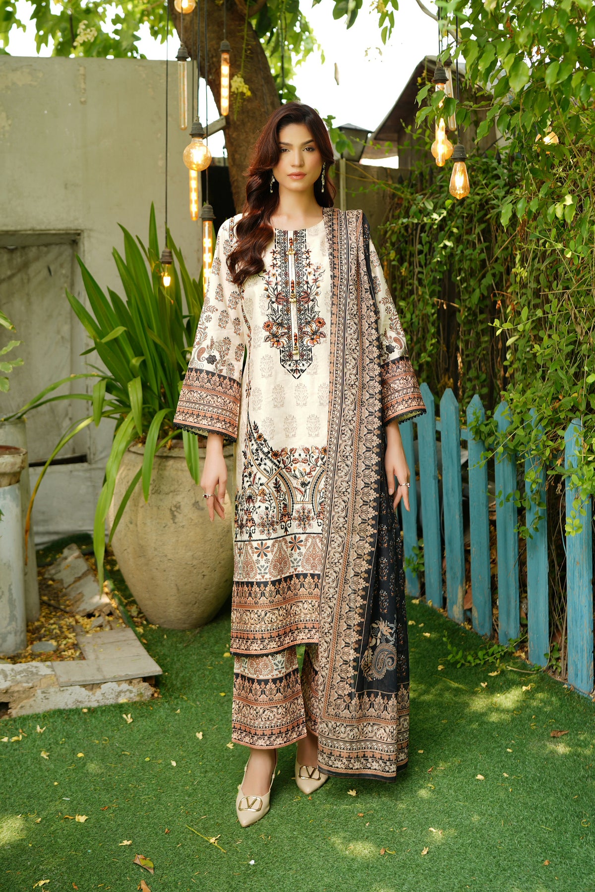 3 Piece Summer Cotton Suit-Embroidered