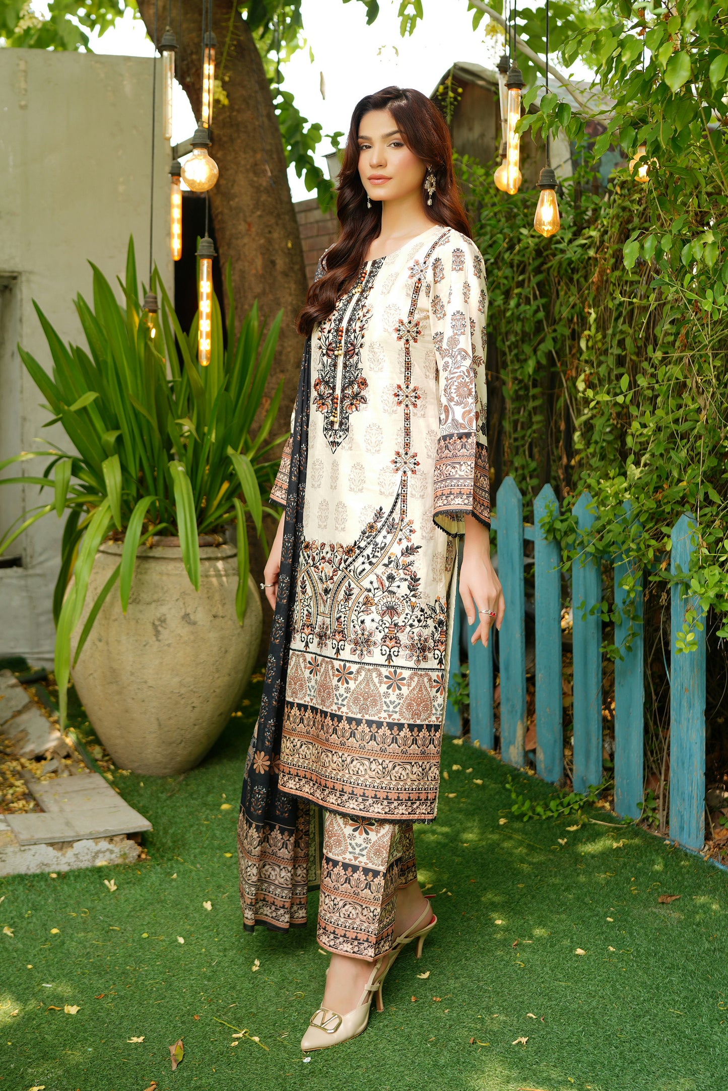 3 Piece Summer Cotton Suit-Embroidered