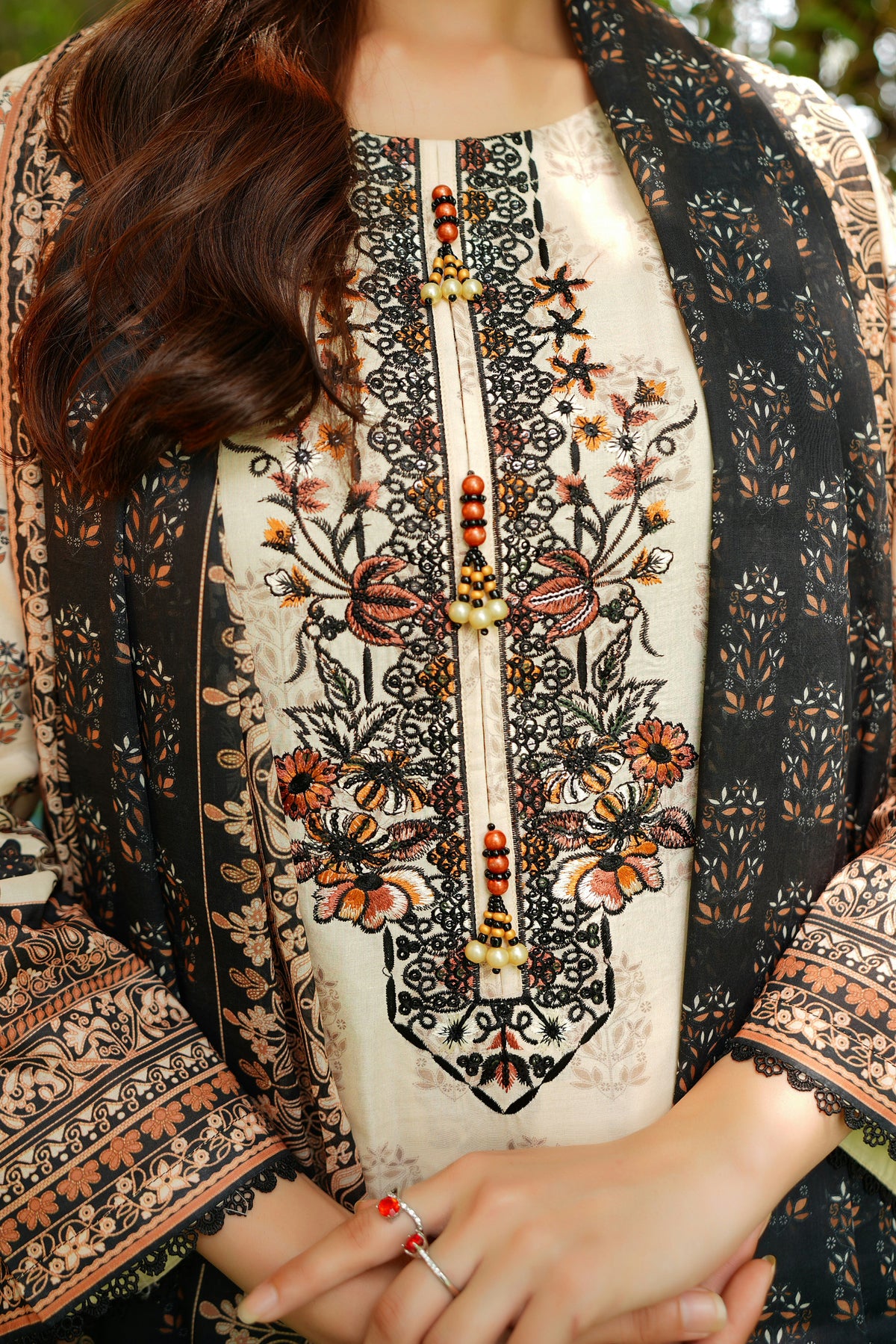 3 Piece Summer Cotton Suit-Embroidered