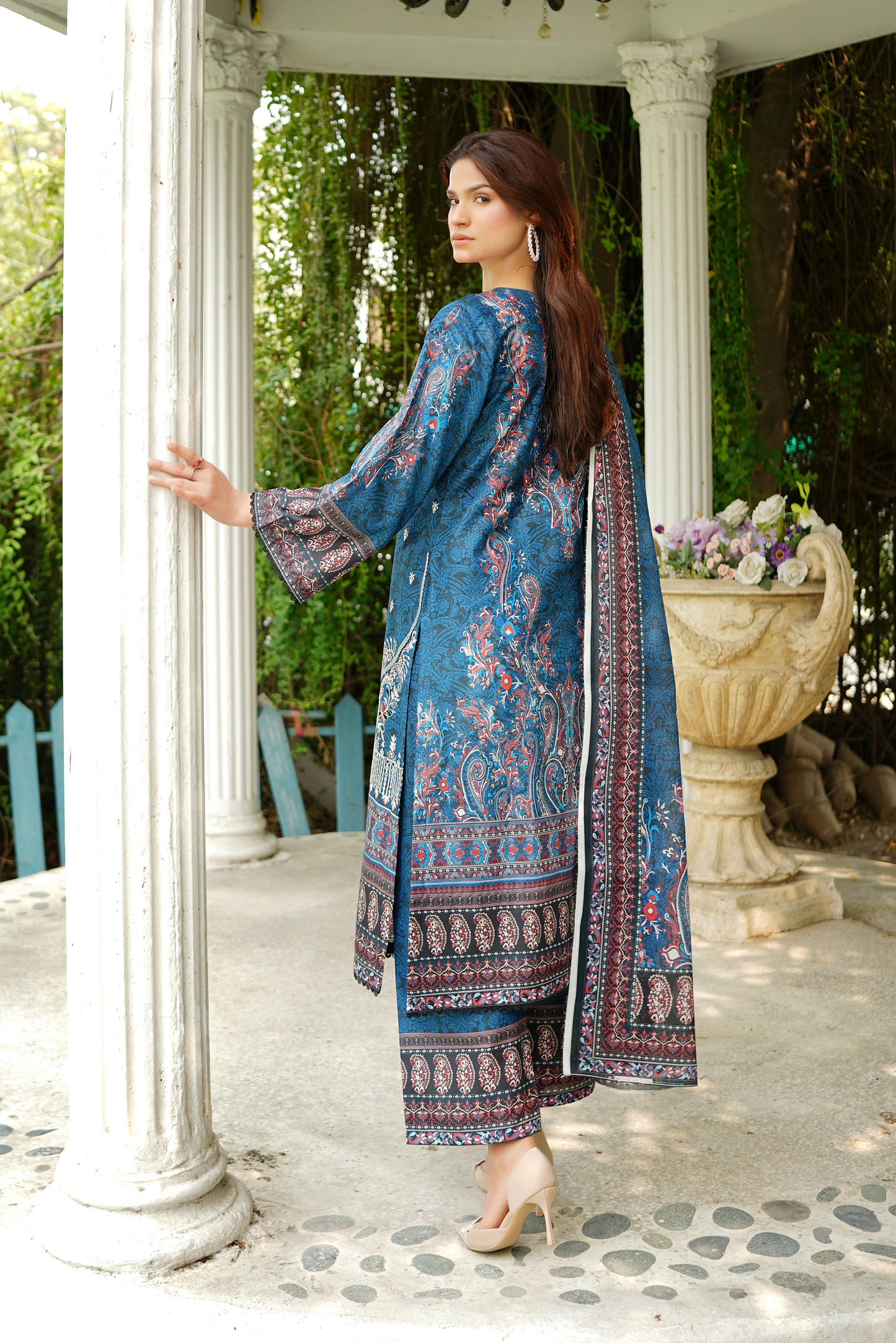 3 Piece Summer Cotton Suit-Embroidered