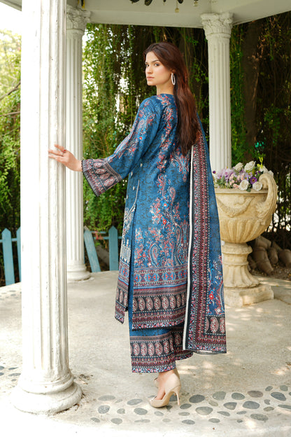 3 Piece Summer Cotton Suit-Embroidered