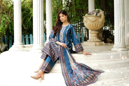 3 Piece Summer Cotton Suit-Embroidered