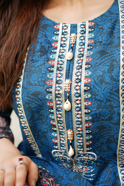 3 Piece Summer Cotton Suit-Embroidered