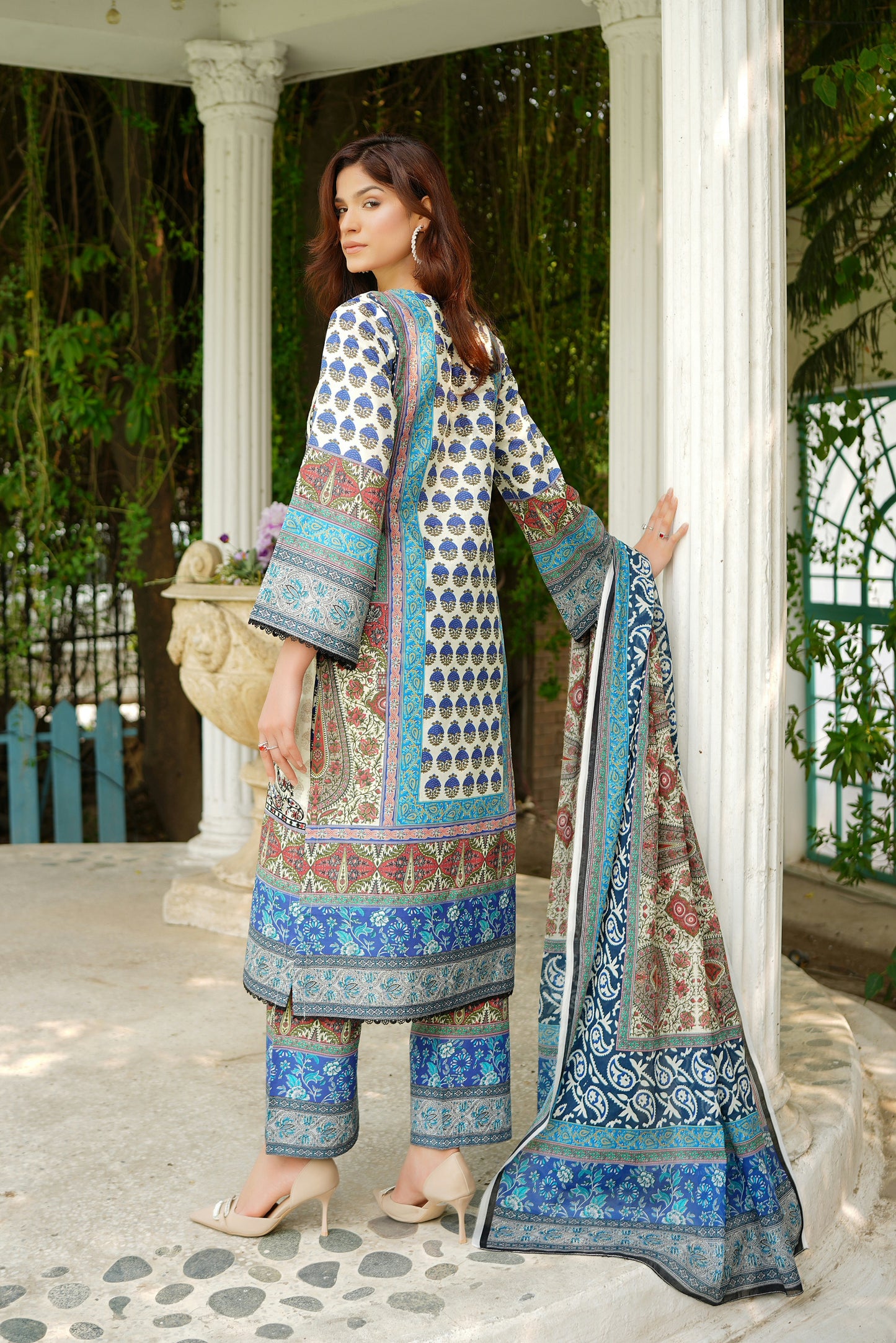 3 Piece Summer Cotton Suit-Embroidered