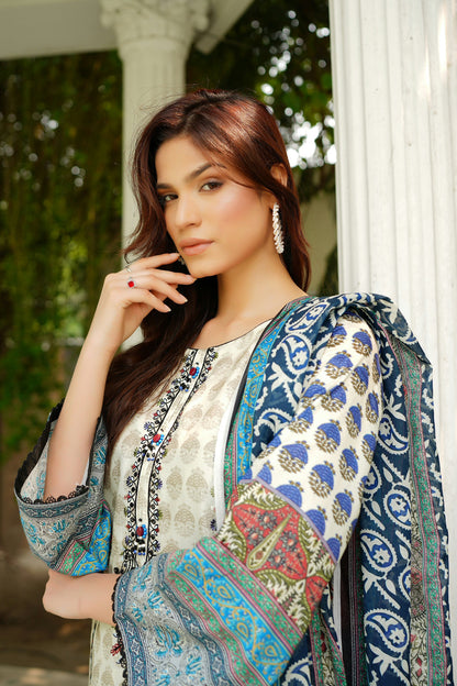 3 Piece Summer Cotton Suit-Embroidered