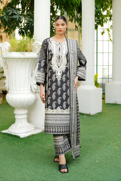 3 Piece Summer Cotton Suit-Embroidered
