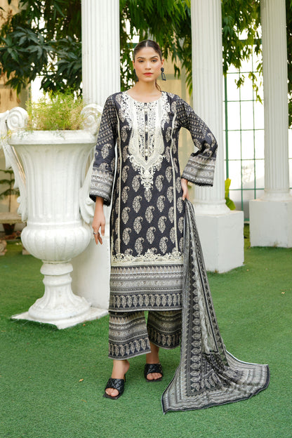 3 Piece Summer Cotton Suit-Embroidered