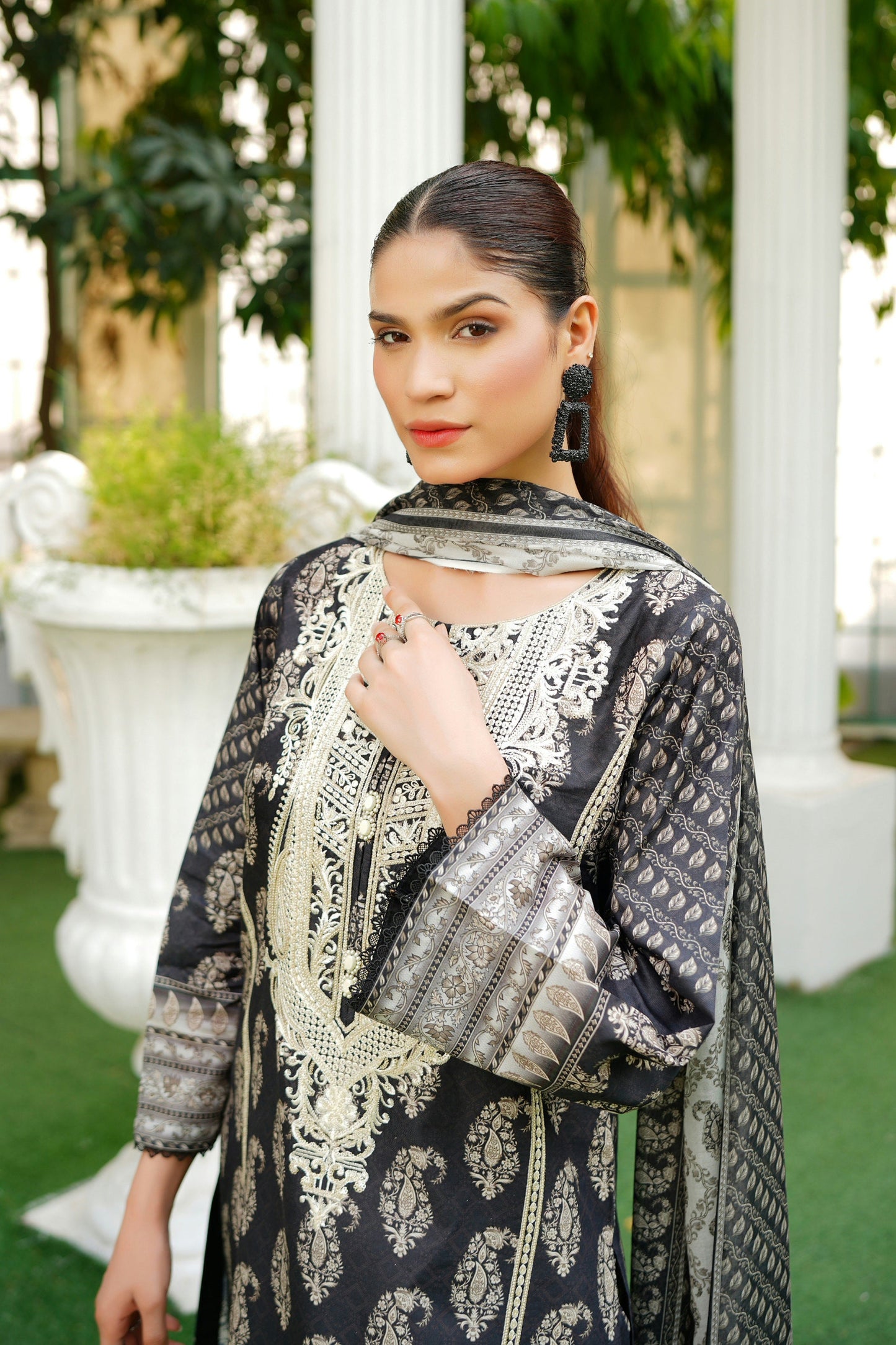 3 Piece Summer Cotton Suit-Embroidered