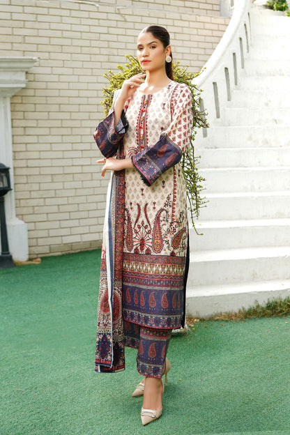 3 Piece Summer Cotton Suit-Embroidered