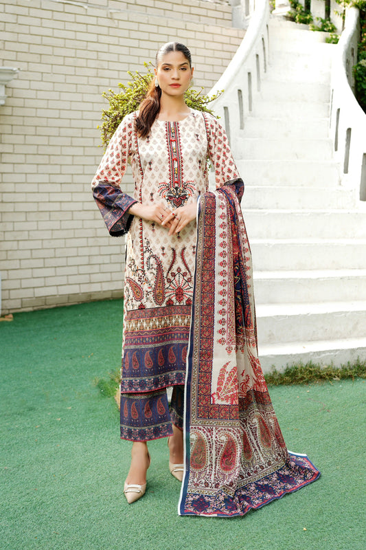 3 Piece Summer Cotton Suit-Embroidered