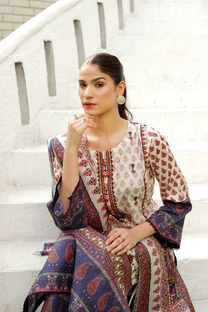 3 Piece Summer Cotton Suit-Embroidered