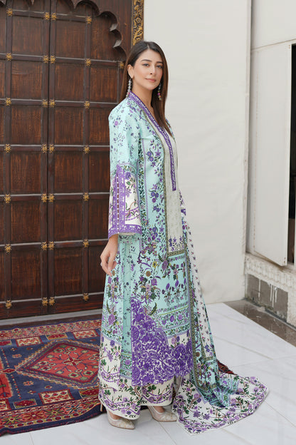 Stitched 3 Piece Cambric Cotton Suit-Embroidered