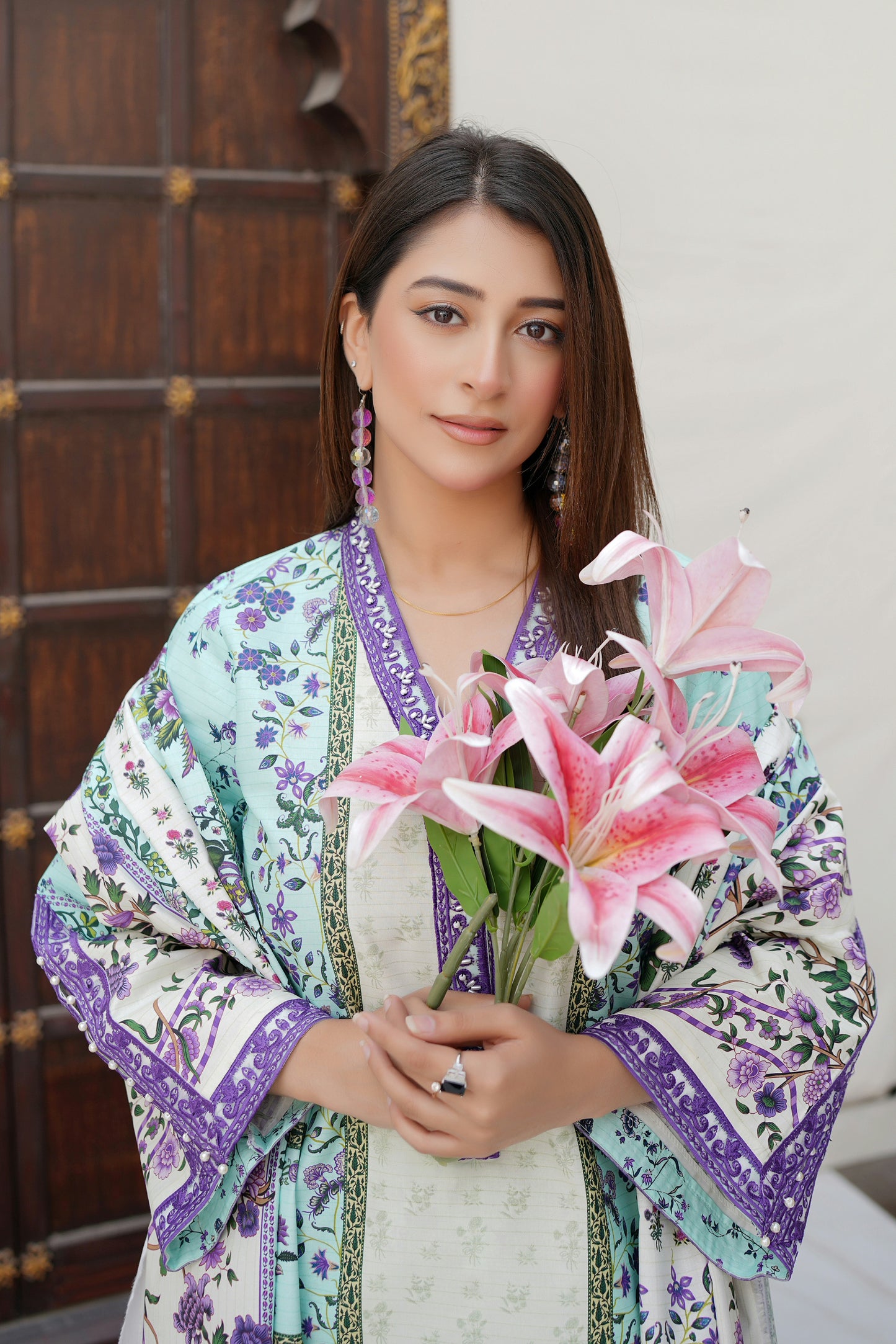 Stitched 3 Piece Cambric Cotton Suit-Embroidered