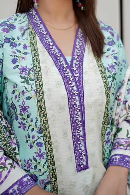 Stitched 3 Piece Cambric Cotton Suit-Embroidered