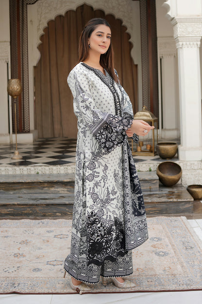 Stitched 3 Piece Cambric Cotton Suit-Embroidered