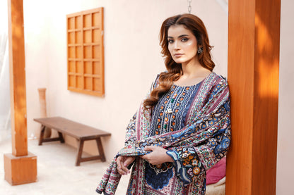 3 Piece Embroidered Bana Dora Suit-Stitched