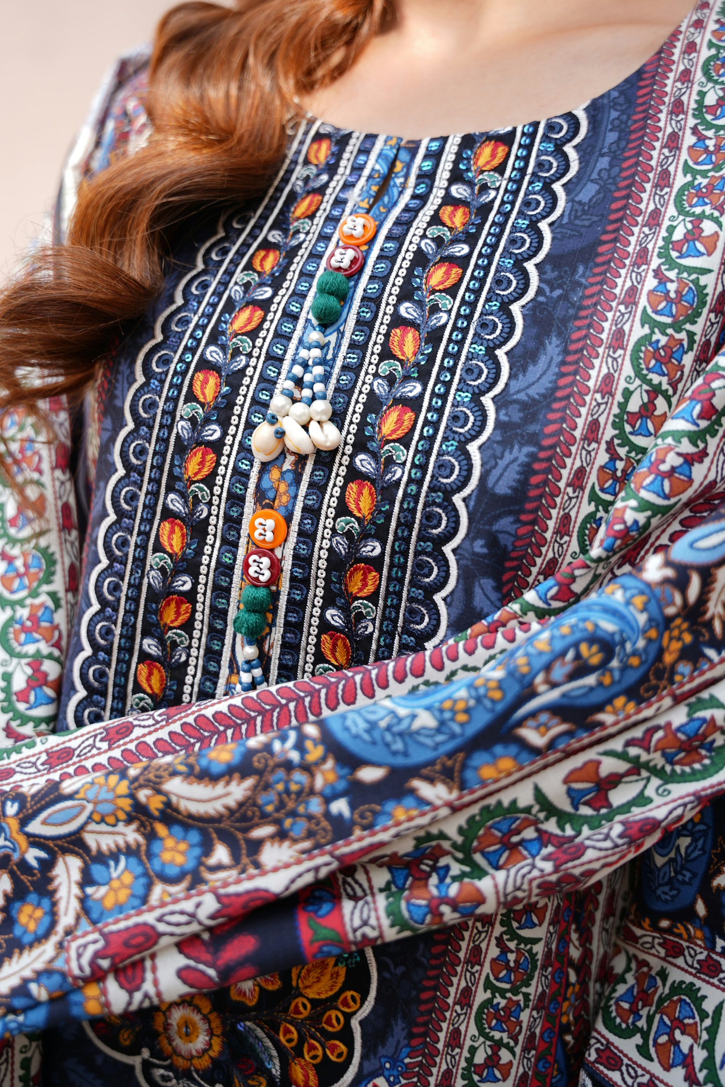 3 Piece Embroidered Bana Dora Suit-Stitched