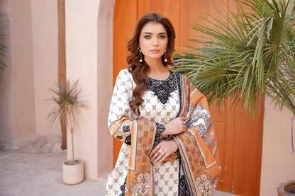 3 Piece Embroidered Bana Dora Suit-Stitched