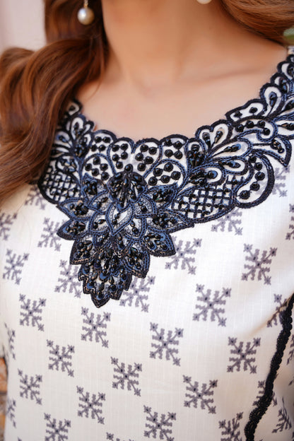 3 Piece Embroidered Bana Dora Suit-Stitched