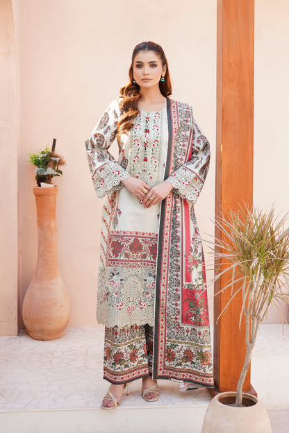 3 Piece Embroidered Bana Dora Suit-Stitched