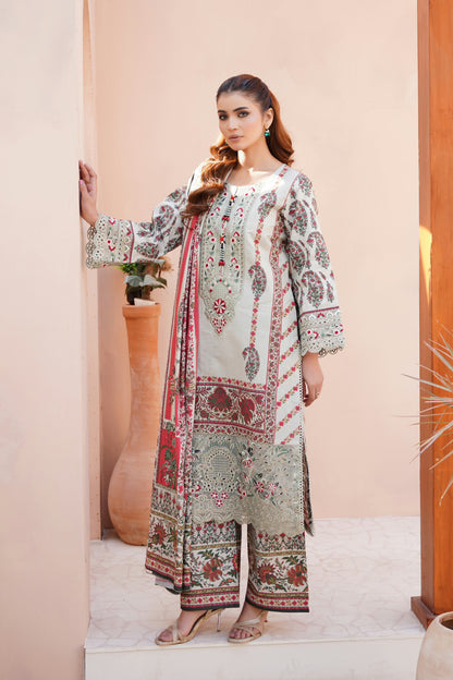 3 Piece Embroidered Bana Dora Suit-Stitched