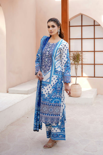 3 Piece Embroidered Bana Dora Suit-Stitched
