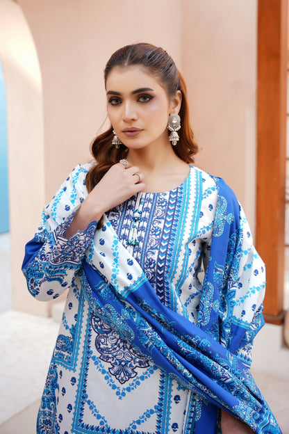 3 Piece Embroidered Bana Dora Suit-Stitched