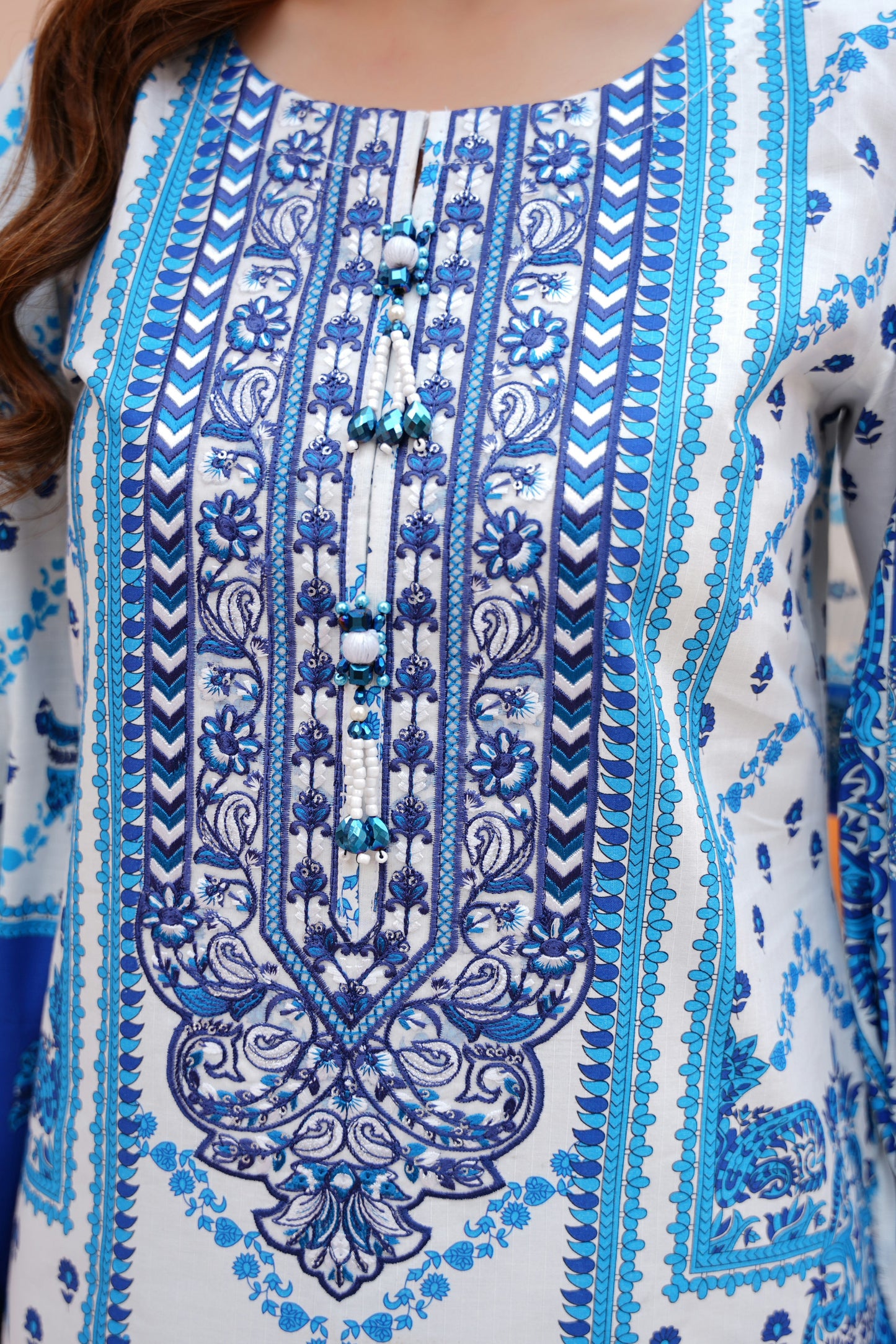 3 Piece Embroidered Bana Dora Suit-Stitched