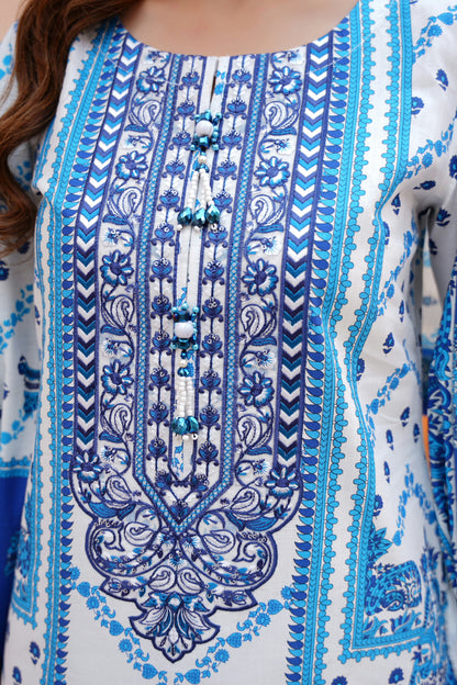 3 Piece Embroidered Bana Dora Suit-Stitched