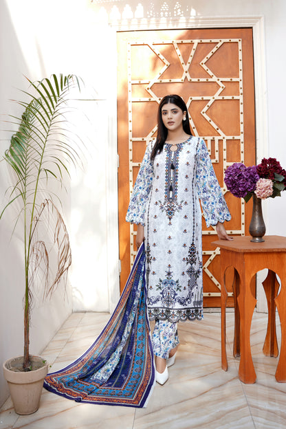 3 Piece Cotton Lawn Suite-Embroidered