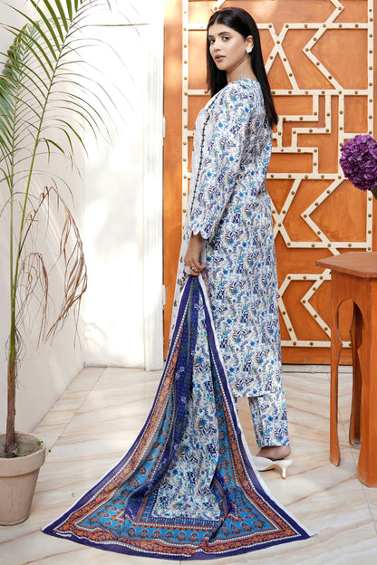 3 Piece Cotton Lawn Suite-Embroidered