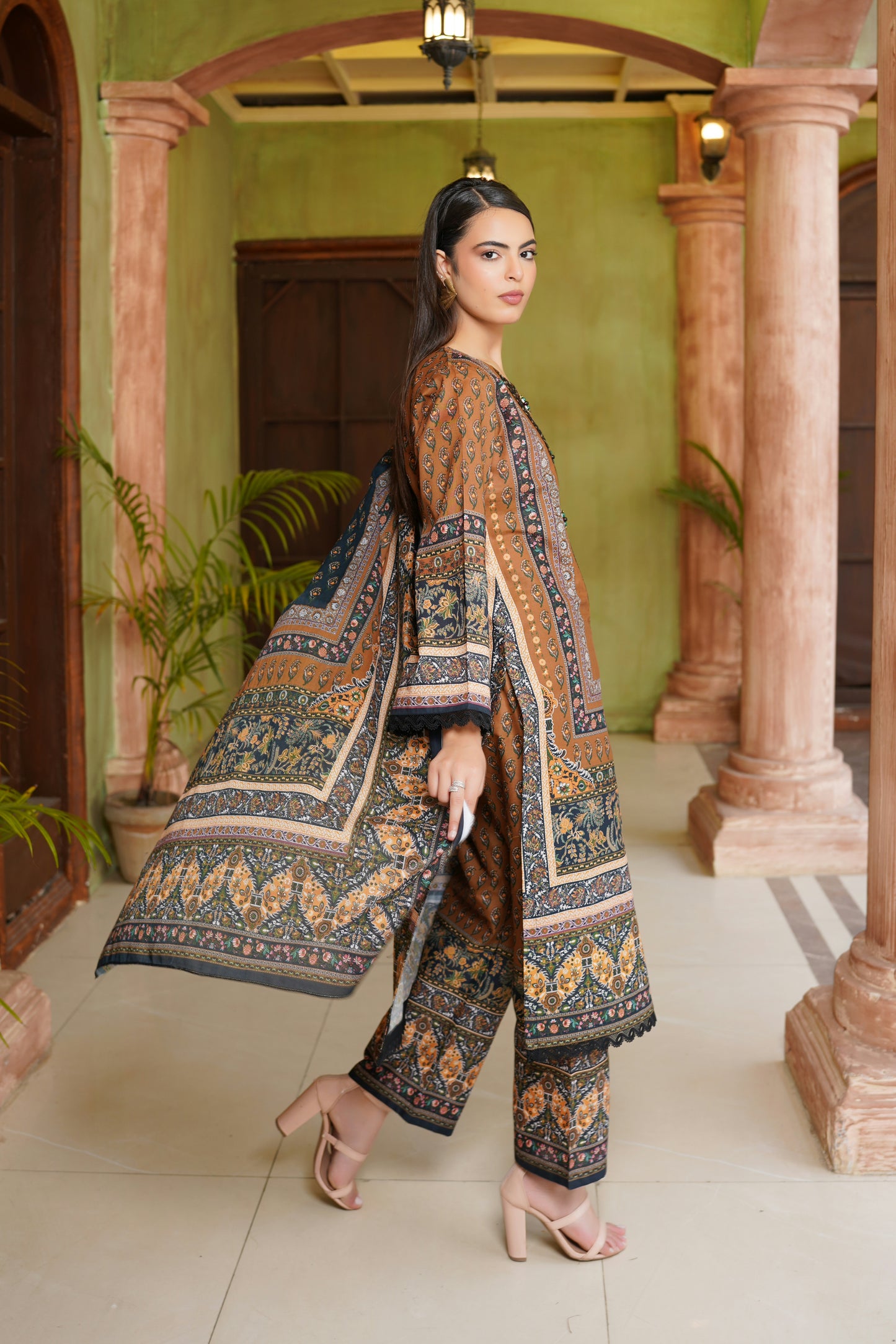 3 Piece Embroidered Stitched Suit-Cotton Lawn