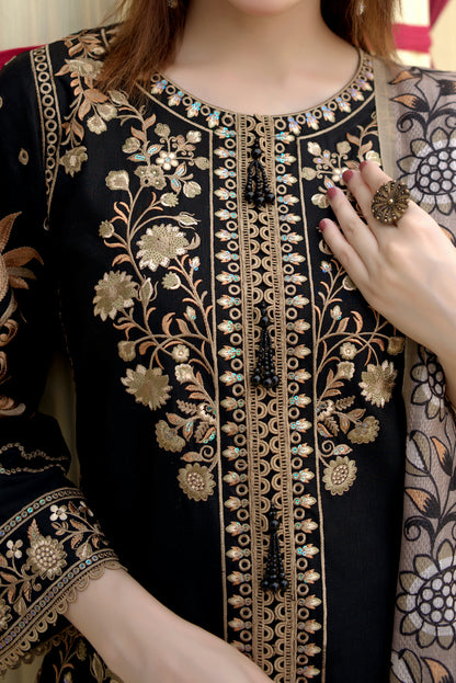 3 Piece Cambric Suit-Embroidered